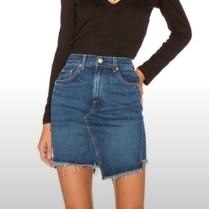 Rag & Bone Denim Mini Skirt – Size 25, Eddy Wash, Distressed Hem